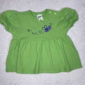 Vintage Healthtex green bumblebee baby doll top 18m